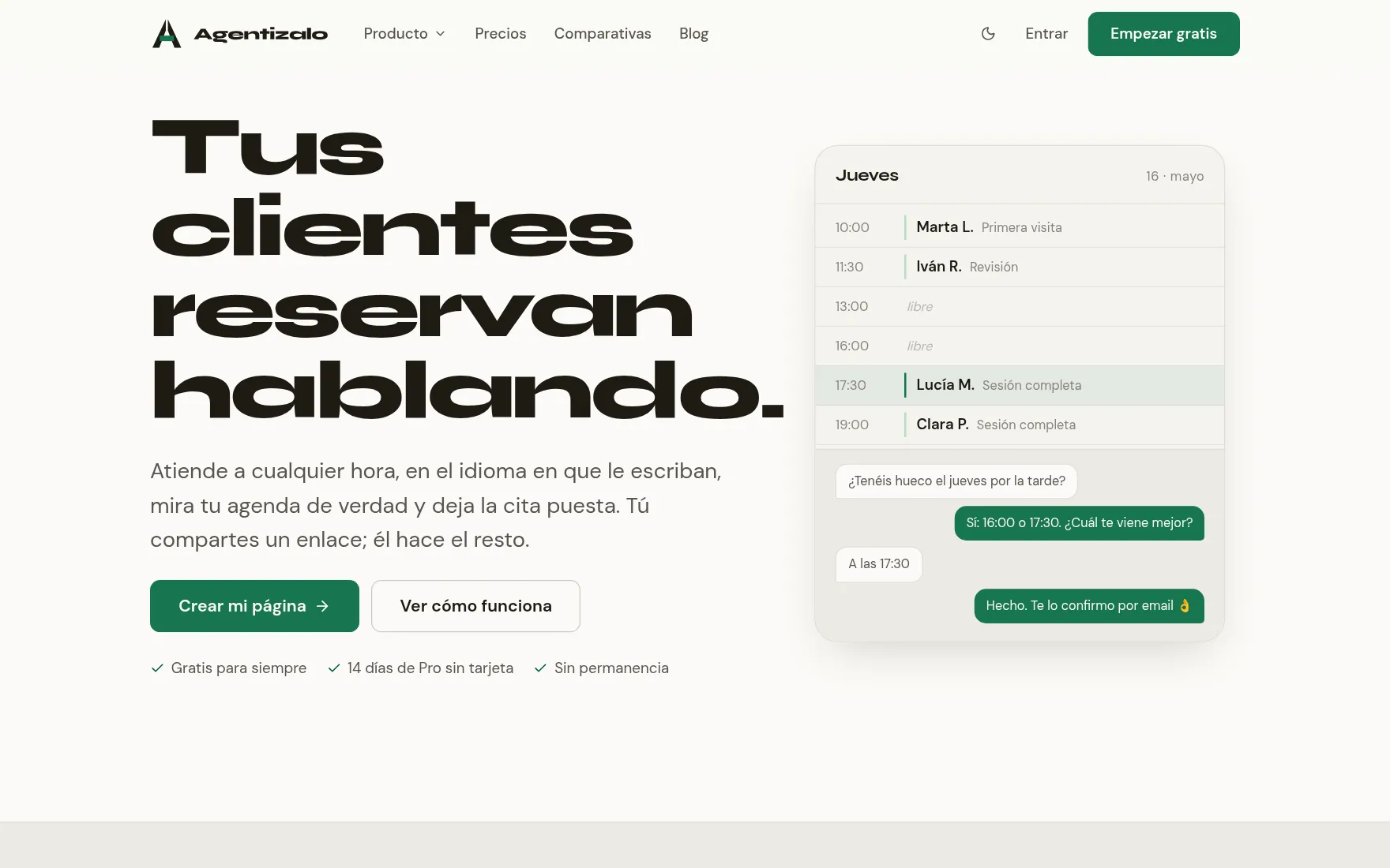 Captura en vivo de agentizalo.com