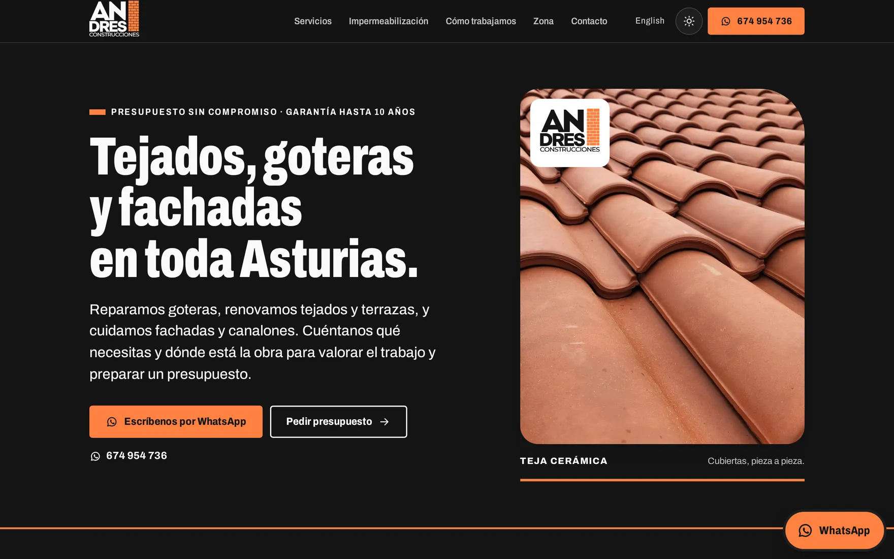 Captura en vivo de construccionesandres.com